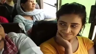 A villager grabbed the breasts of a modern girl in a moving bus – Indian porn video