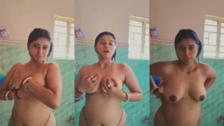 Gujrati girl during bath record her nude – Indian porn video